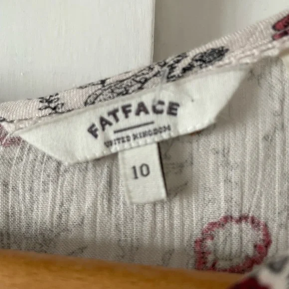 Fat Face Blouse Top UK 10 Ivory Natural Multi Floral Print Button Back Boho - Picture 12 of 12